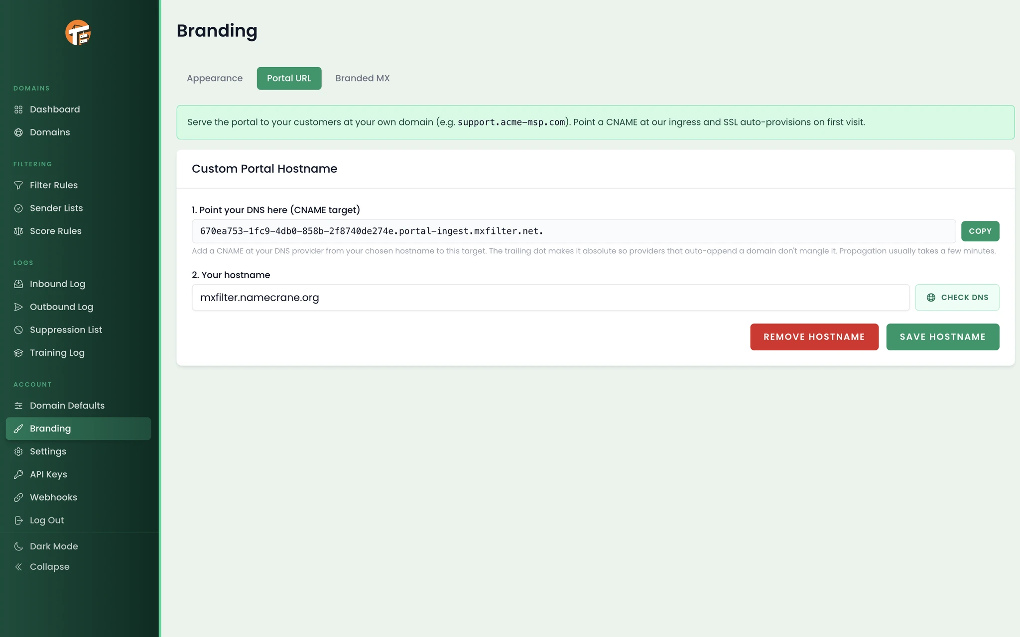 Branded Portal URL