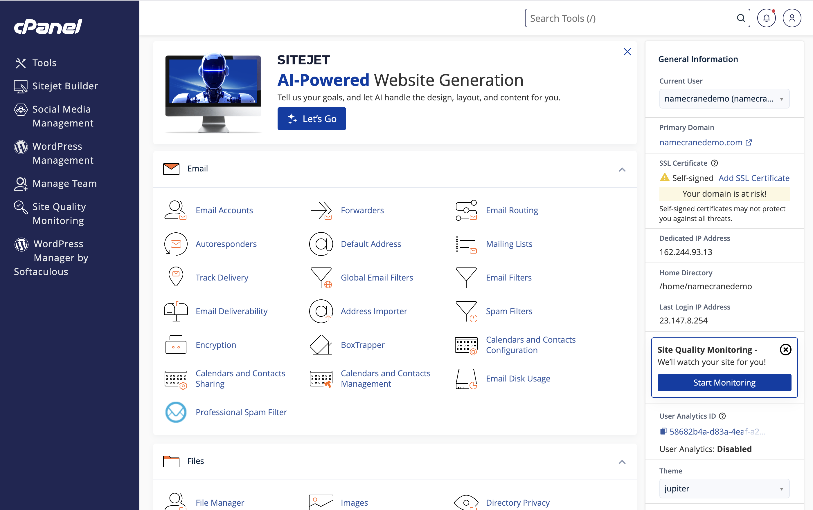 cPanel Dashboard