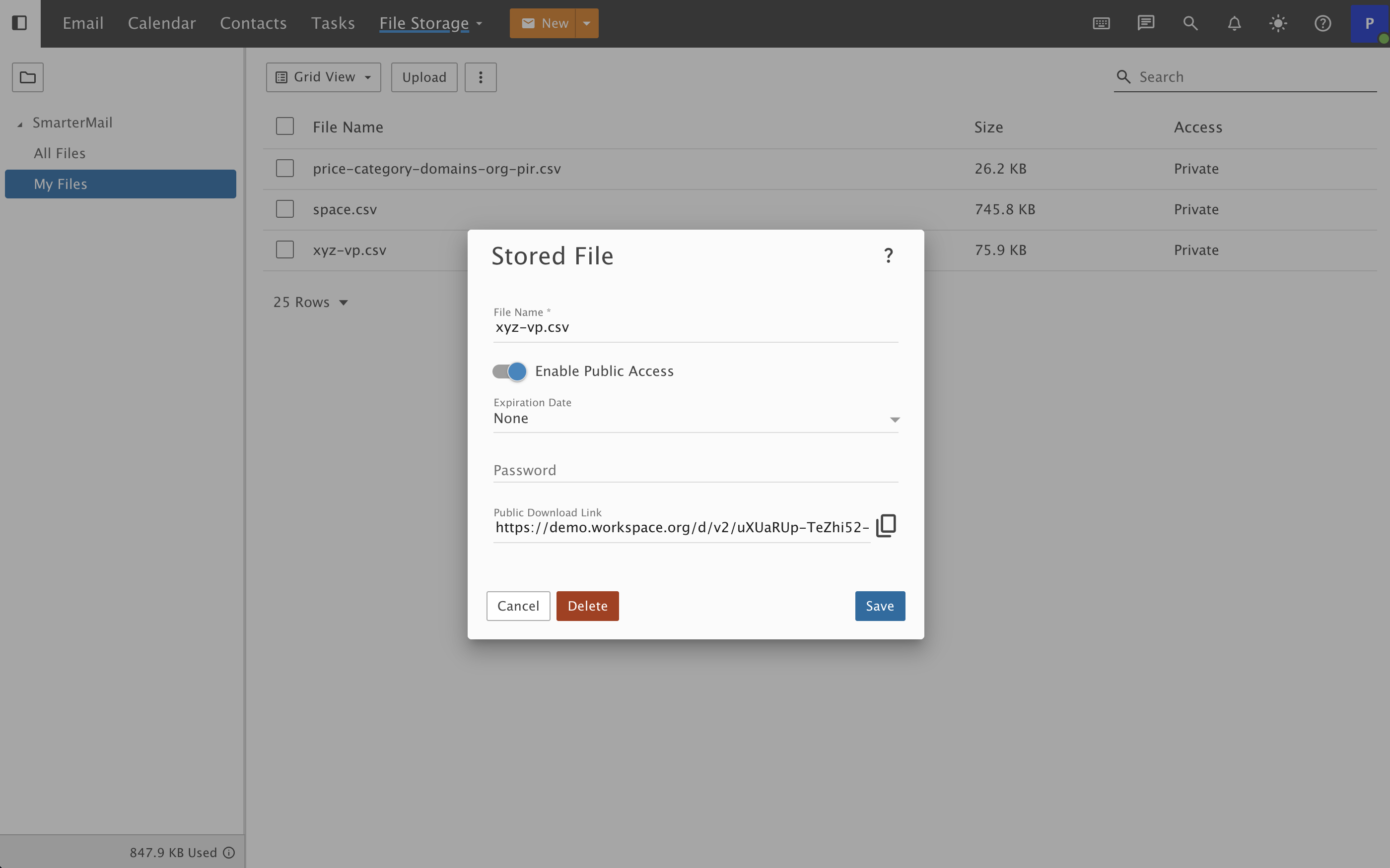 CraneMail Cloud Storage