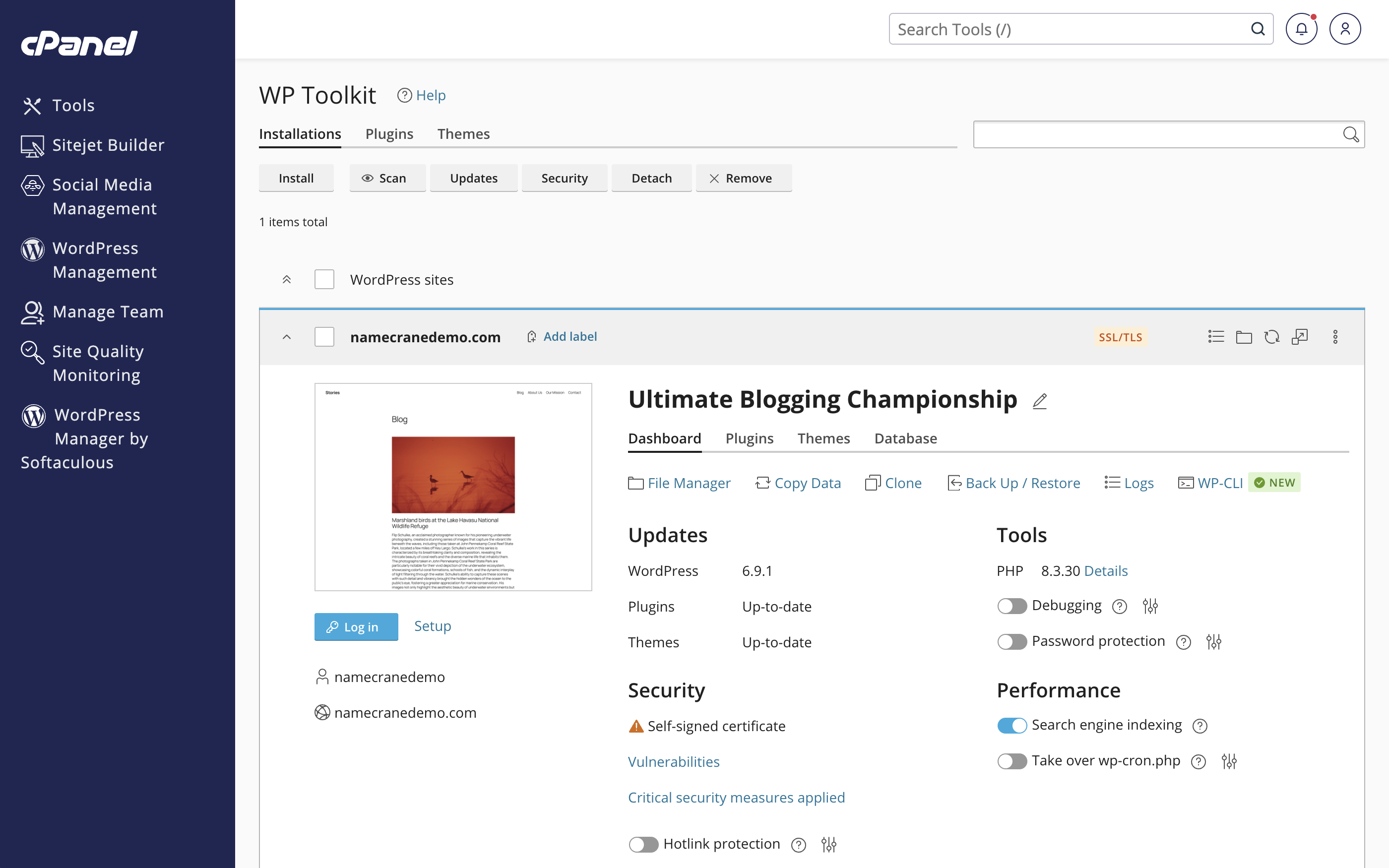 WordPress on NameCrane